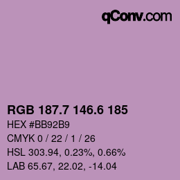 カラーコード: RGB 187.7 146.6 185 | qconv.com
