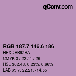 カラーコード: RGB 187.7 146.6 186 | qconv.com