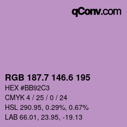 カラーコード: RGB 187.7 146.6 195 | qconv.com