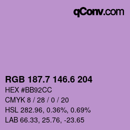 カラーコード: RGB 187.7 146.6 204 | qconv.com