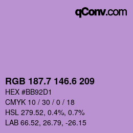 カラーコード: RGB 187.7 146.6 209 | qconv.com