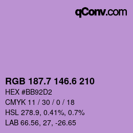カラーコード: RGB 187.7 146.6 210 | qconv.com