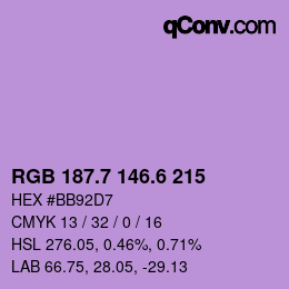 カラーコード: RGB 187.7 146.6 215 | qconv.com