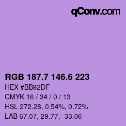 カラーコード: RGB 187.7 146.6 223 | qconv.com