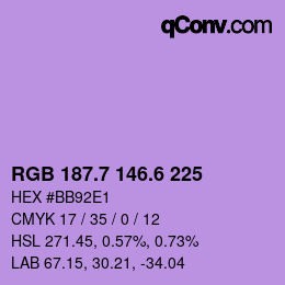 カラーコード: RGB 187.7 146.6 225 | qconv.com