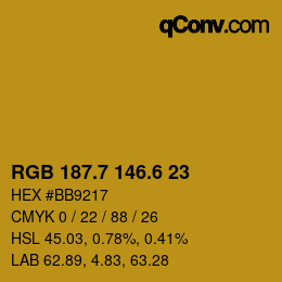 カラーコード: RGB 187.7 146.6 23 | qconv.com