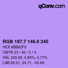 カラーコード: RGB 187.7 146.6 245 | qconv.com