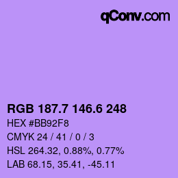 カラーコード: RGB 187.7 146.6 248 | qconv.com