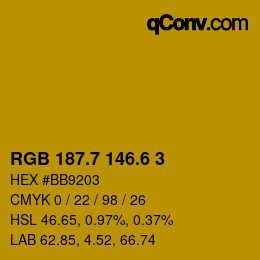 カラーコード: RGB 187.7 146.6 3 | qconv.com
