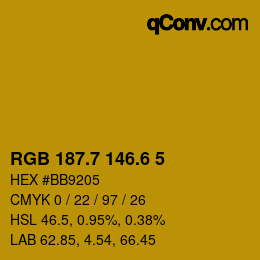 カラーコード: RGB 187.7 146.6 5 | qconv.com