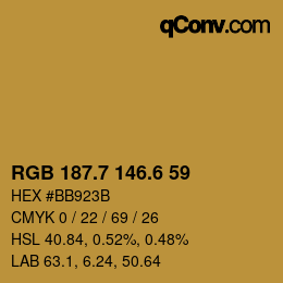 カラーコード: RGB 187.7 146.6 59 | qconv.com
