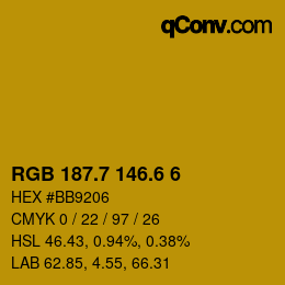 カラーコード: RGB 187.7 146.6 6 | qconv.com