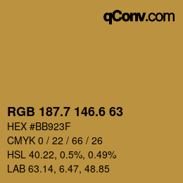カラーコード: RGB 187.7 146.6 63 | qconv.com