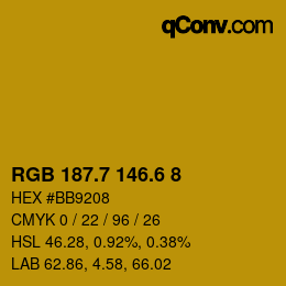 カラーコード: RGB 187.7 146.6 8 | qconv.com