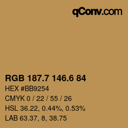 カラーコード: RGB 187.7 146.6 84 | qconv.com