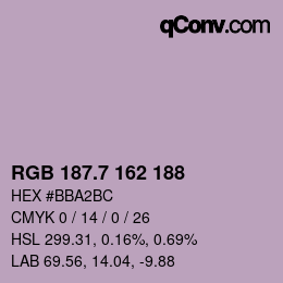カラーコード: RGB 187.7 162 188 | qconv.com