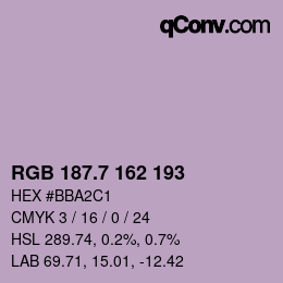 カラーコード: RGB 187.7 162 193 | qconv.com