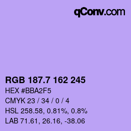 カラーコード: RGB 187.7 162 245 | qconv.com
