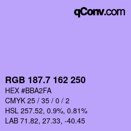 カラーコード: RGB 187.7 162 250 | qconv.com