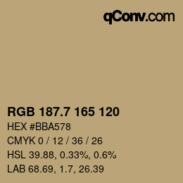 カラーコード: RGB 187.7 165 120 | qconv.com