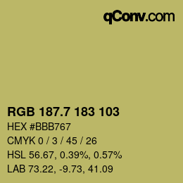 カラーコード: RGB 187.7 183 103 | qconv.com