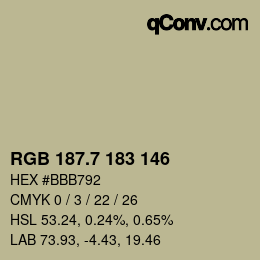 カラーコード: RGB 187.7 183 146 | qconv.com