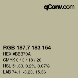 カラーコード: RGB 187.7 183 154 | qconv.com