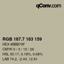 カラーコード: RGB 187.7 183 159 | qconv.com