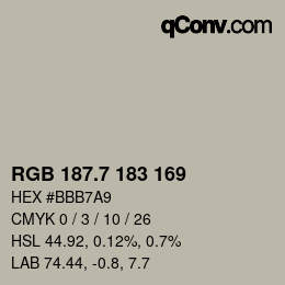カラーコード: RGB 187.7 183 169 | qconv.com