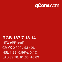 カラーコード: RGB 187.7 18 14 | qconv.com