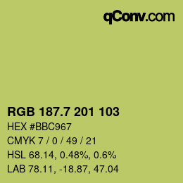 カラーコード: RGB 187.7 201 103 | qconv.com
