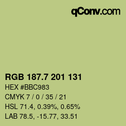 カラーコード: RGB 187.7 201 131 | qconv.com