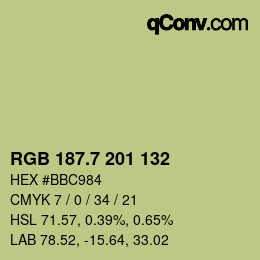 カラーコード: RGB 187.7 201 132 | qconv.com