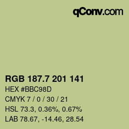 カラーコード: RGB 187.7 201 141 | qconv.com