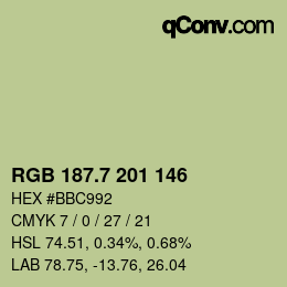 カラーコード: RGB 187.7 201 146 | qconv.com