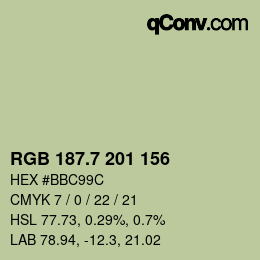 カラーコード: RGB 187.7 201 156 | qconv.com