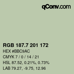 カラーコード: RGB 187.7 201 172 | qconv.com