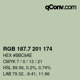 カラーコード: RGB 187.7 201 174 | qconv.com