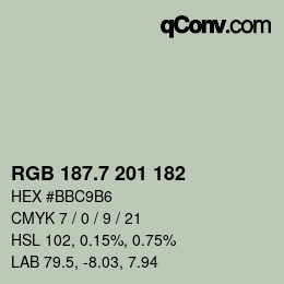 カラーコード: RGB 187.7 201 182 | qconv.com