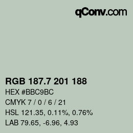 カラーコード: RGB 187.7 201 188 | qconv.com