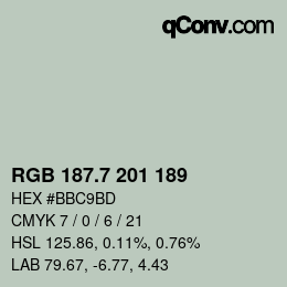 カラーコード: RGB 187.7 201 189 | qconv.com