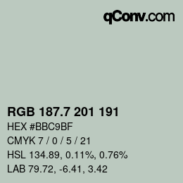 カラーコード: RGB 187.7 201 191 | qconv.com