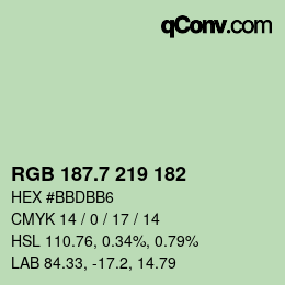 カラーコード: RGB 187.7 219 182 | qconv.com