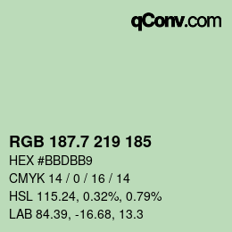 カラーコード: RGB 187.7 219 185 | qconv.com