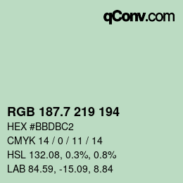 カラーコード: RGB 187.7 219 194 | qconv.com