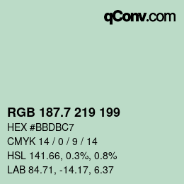カラーコード: RGB 187.7 219 199 | qconv.com