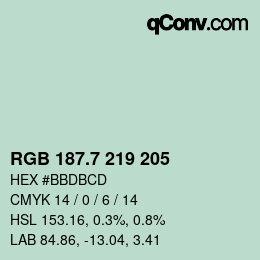 カラーコード: RGB 187.7 219 205 | qconv.com