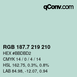 カラーコード: RGB 187.7 219 210 | qconv.com