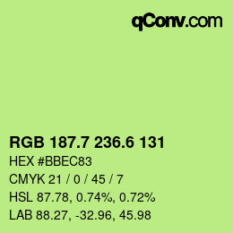 カラーコード: RGB 187.7 236.6 131 | qconv.com