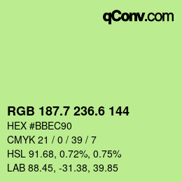 カラーコード: RGB 187.7 236.6 144 | qconv.com